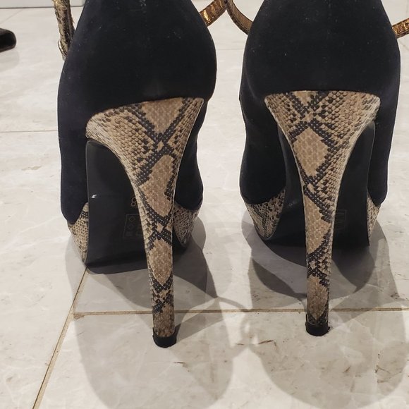 Material Girl Platform Heels, Faux Suede & Snakeskin, Size 38 (fits size 7) - Picture 4 of 8